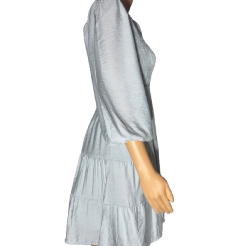 Blu Pepper Mint Green Smocked V-Neck Tiered Mini Dress Size Medium - Picture 4 of 12